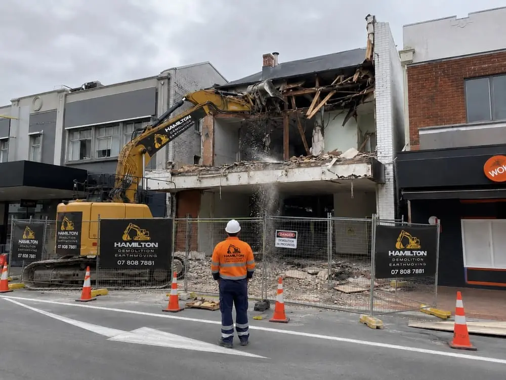 Building demolition in Hamilton